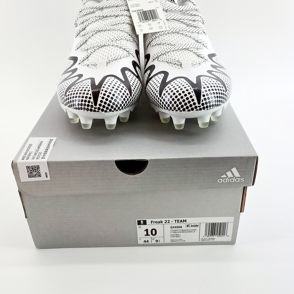 Adidas Freak 22 Team Football Cleats Men Size 10 White Black GX4066 New